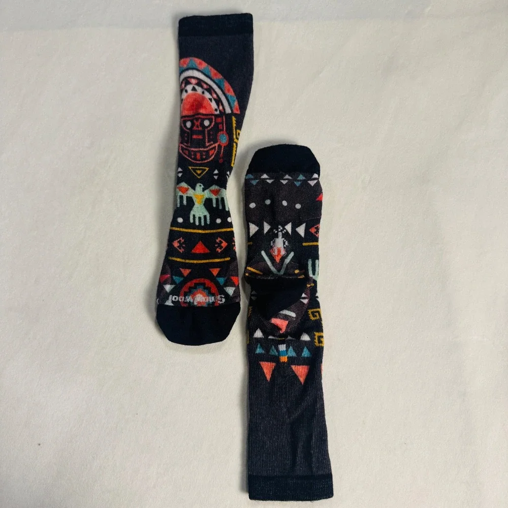 Smartwool PhD Outdoor Crew Socks Merino Wool Southwestern Tribal Geometric Multi